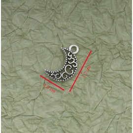 Ruwado 50 Pcs Moon Charms for Jewelry Making 1.8 x 1.1 cm Metal Hollow Moon Shape for DIY Necklace Bracelets Earring Key Ring Crafting Supplies Christmas Décor (Antique Silver)