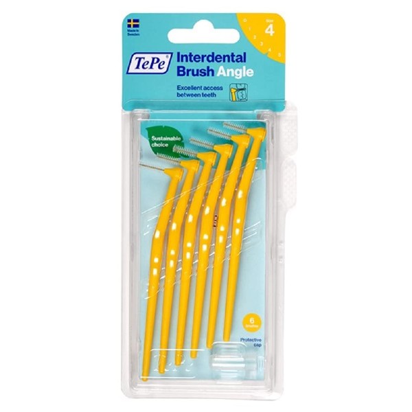 Tepe Angle Teeth Brush, Set of 6 x 2, Yellow (0.7 mm)