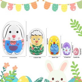 Cute Rabbit Nesting Doll Set of 5 Egg Shape Easter Bunny Sheep Chick Flower Russian Nesting Dolls Wooden Matryoshka Dolls for Kids Stacking Christmas Birthday Toy Gift Home Decoration
