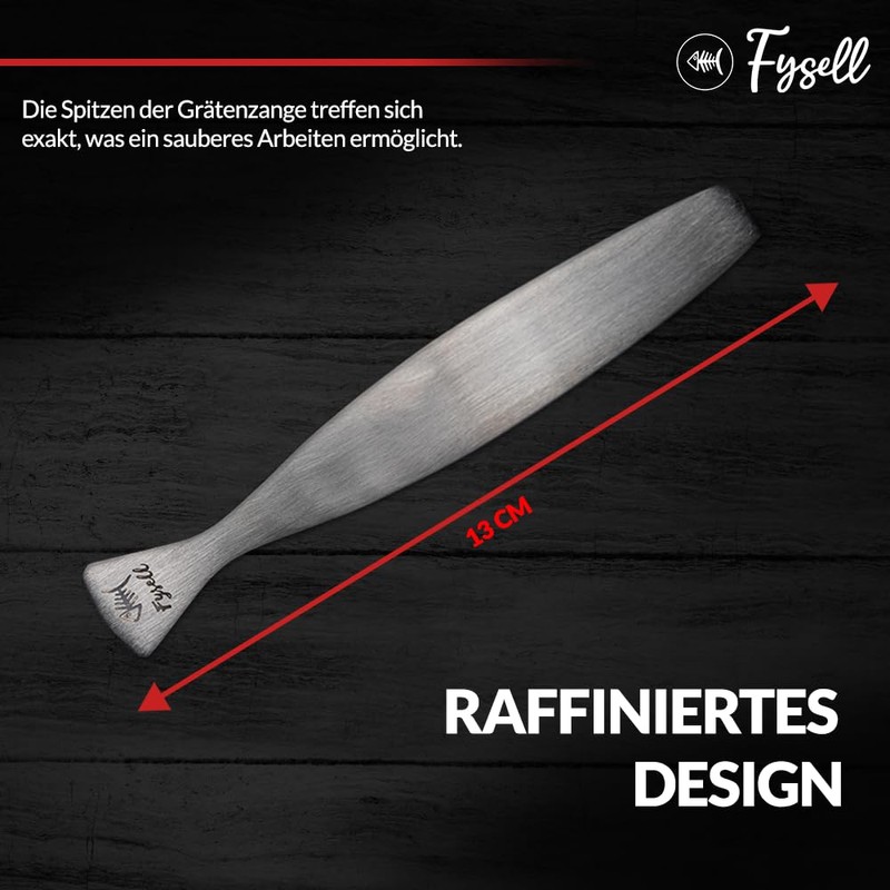 Fysell Brushed Stainless Steel Fish Bone Tongs - Straight Head