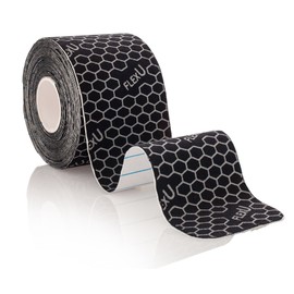 FlexU Synthetic Kinesiology Tape; Single Roll (Pre-Cut or Continuous); Advanced Strength and Flexibility Properties; Longer Lasting Therapeutic Recovery Tape;(Continuous Black)