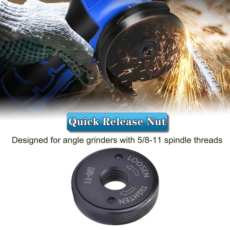 Saipor 5/8''-11 Thread Angle Grinder Flange Nut, Metal Quick Release