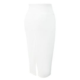 Tapata Women's Pencil Skirt Midi Short High Waist Stretch Bodycon Skirt Business with Slit Pencil Skirt Knee Length, White
