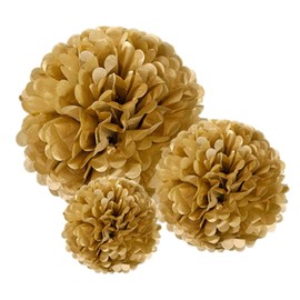 Premium [Pack of 10] Large Tissue Paper Pom Poms (Gold 10")