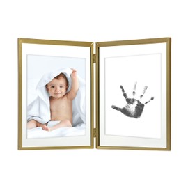 Marco Foto Y Huellas Recuerdo Del Bebe para Bebé Pearhead Marco de fotos para bebé recién nacido, color dorado