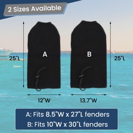 Boat Fender Covers - Marine Grade Protective Socks for Dock Bumpers, UV & Scratch Resistant, Fits Standard Fenders (2, 10"x30")