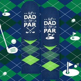 Funny Golf Socks for Dad Men - BEST DAD BY PAR Golfing Fun Novelty Funky Cool Crazy Silly Crew Socks Gift - Golf Lover Golfer Fathers Day Easter Birthday Christmas Gag Papa Gifts Stocking Stuffers