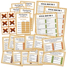 ZAQTS Thanksgiving Friendly Feud Card Game, Thanksgiving Party Game for Family Activity, Thanksgiving Games for Adults and Teens, Feud Quiz, Thanksgiving Quiz(gefeud01)