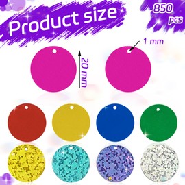 850 Pcs Loose Sequins Bulk, 20 mm Glitter Sequins Flat Sequins Round for Art, Flat Sequins with Hole Embroidery Craft Sequins for Sewing, Cafts, DIY, Jewelry Making, Green AB