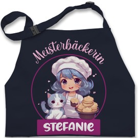 Geschenk mit Namen personalisiert by Shirtracer - Children's Apron Children Boys Girls - Baking Apron - Master Baker with Name I Gift Baking I Hobby Baker, 1 Navy Blue
