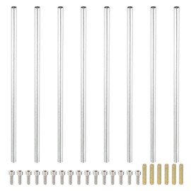 PATIKIL 150mm (5.9") Round Coupling Nuts Kit, M4 Threaded Connector Bar Hardware with Fully Thread Rods Socket Screws for Lamp Model Furniture DIY Repair Part