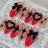 Black Twinkle Handmade Nail Tips - Lipstick / 블랙 트윙클