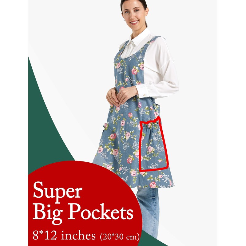 APRONNER Cozy Adjustable Cross Back Aprons for Women with Pockets