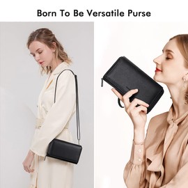 RONSIN Crossbody Bag for Women Wristlet Wallets with RFID Card Small Clutch Purses for Party Prom (Black Purse)