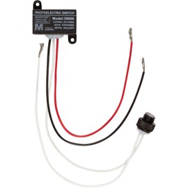 Morris Products Mini Photocontrols Flush Mount – 120V, 150W Tungsten Rating, 100VA Ballast – Weatherproof Housing, Lens – Time Delay, Thermal Switch – 6,500 Life Cycles – 6 Inch Leads, 1-Pack, Black, (39069)