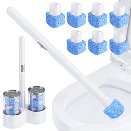 HelpX 8 Pack Pumice Stone Toilet Bowl Set with 18 in Extra Long Handle,White Holder Case,Pumice Stone for Cleaning, for Cleaning Toilets, Bathtubs, Grills, Swimming Pools, Sinks