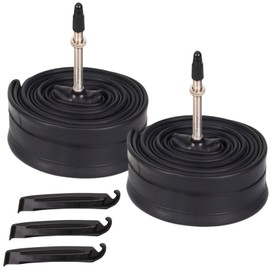 KALOLINNA Road Bike Tubes, 2 Pcs, Presta Valve 2.4 inches (60 mm), Bicycle Tube, Thick, Heavy Duty Lightweight Tube, Includes 3 Tire Levers, 700X25C/26C/27C/28C/30C/32C (A)