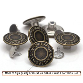 Enosea 20mm GHQ Jeans Button Tack Jacket Buttons Metal Replacement Kit 12 Set (20mm)