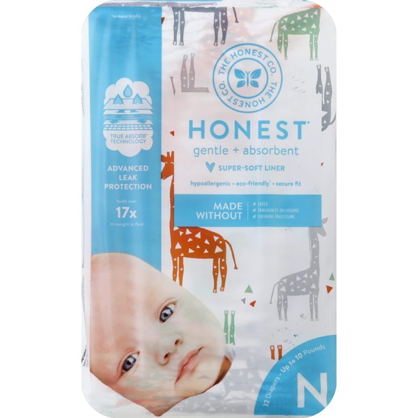 THE HONEST COMPANY Multi-Color Giraffee Size 0 Diapers, 32 CT