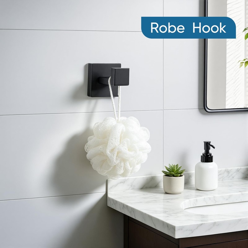 VELIMAX Mattle Black Towel Bar, SUS304 Stainless Steel Bathroom Hardware