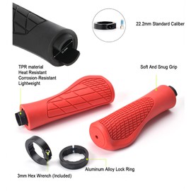 Vonmerie Bicycle Grips Non-Slip Handlebar Grips Bicycle Ergonomic MTB Grips, Two Sides Lock-On Design Bicycle Handlebar Grips for 22.2 mm Ideal for Road Bikes, MTBs and City Bikes (Blue)