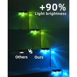 Herzila 16 Pack Solar Fence Lights, RGB Color Changing Fence Solar Light, Waterproof Deck Lights for Step, Stair, Pool and Yard