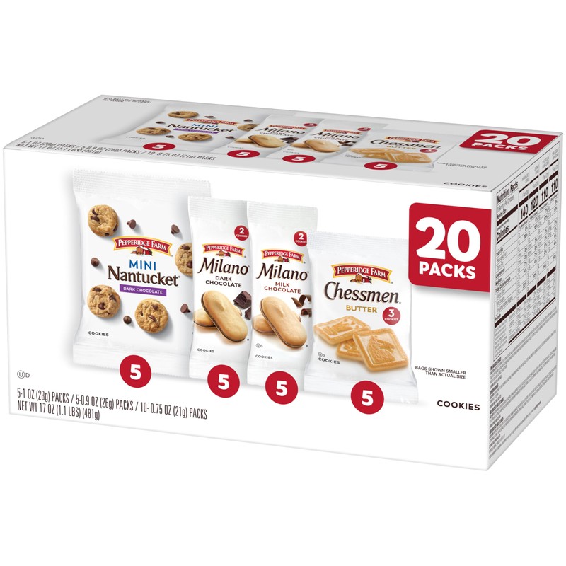 Pepperidge Farm Cookies Variety Pack, Snack Packs, 20 Pk
