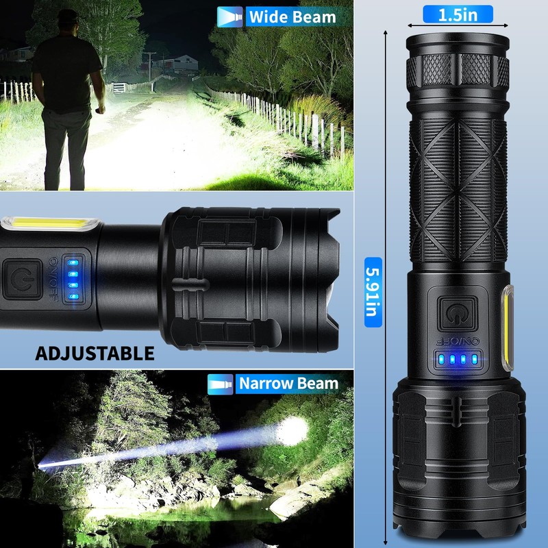 taoquwe Rechargeable LED Flashlights High Lumens, 99,000 Lumen Super Bright
