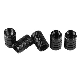 Marcraft Black Metal Pattern Tyre Wheel Alloy Valve Caps Dust Caps (5 Pack) Universal for Cars, SUVs, Bicycles, Motorcycles, Trucks | Rubber Airtight Seal | Aluminium Alloy | Screw-On