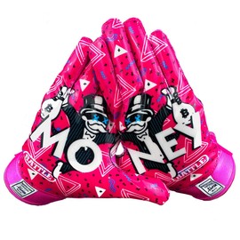 Battle Sports MM 1.0 Pink Wide Receiver Football Gloves, Ultra Stick Adult & Youth Gloves - Adult Medium, Pink