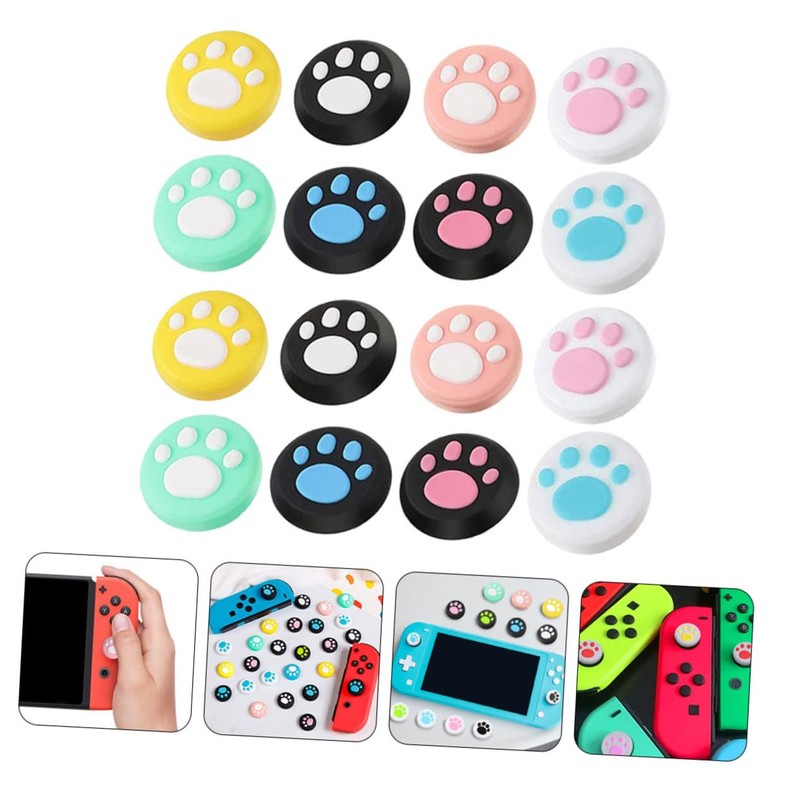 Angoily 16pcs Paw Pattern Joystick Cover Non- Analog Stick Caps