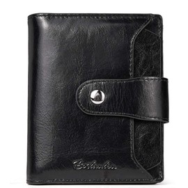 BOSTANTEN Women Leather Wallet RFID Blocking Small Bifold Zipper Pocket Wallets Card Case Purse with ID Window