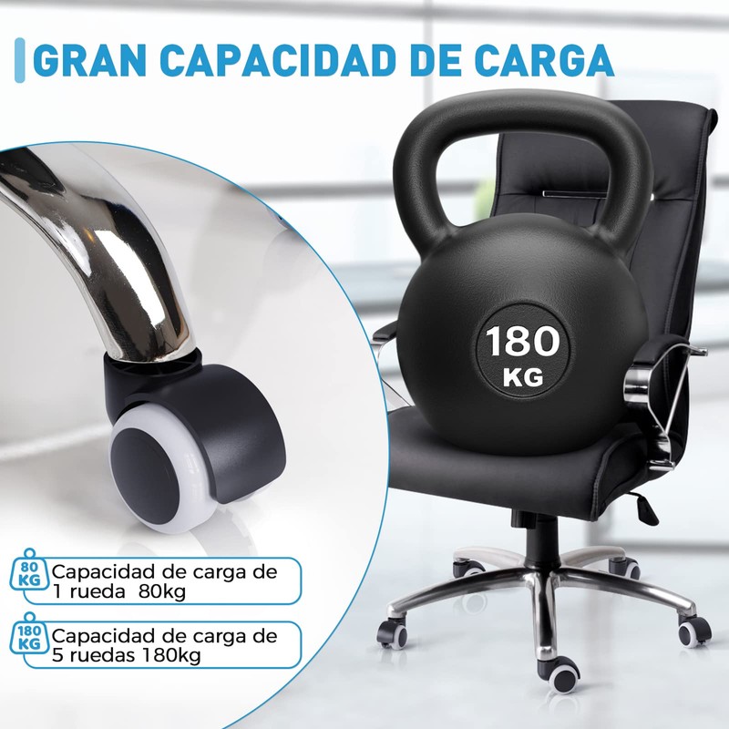 LIHAO 5X Ruedas Silla Oficina 11mm/50mm Rueda Silla Giratoria (Blanco