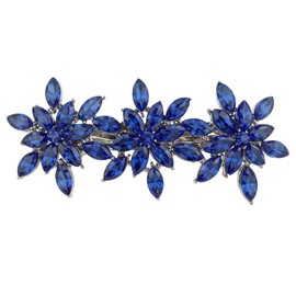 Vintage Austrian Hair Barrettes, Glitter Sparkly Crystal Flower Hair Clips French Vintage Barrettes, White Rhinestone Metal Hair Pins Hair Accessories for Women Girls (Navy Blue Star)