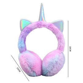 QWEPU Einh-orn Winter Earmuffs, Girls' Earmuffs, Adjustable Ear Muffs, Winter Warm Ear Warmers, Beautiful Plush Earmuffs, for Girls and Ladies, Outdoors, Warm Winter, purple