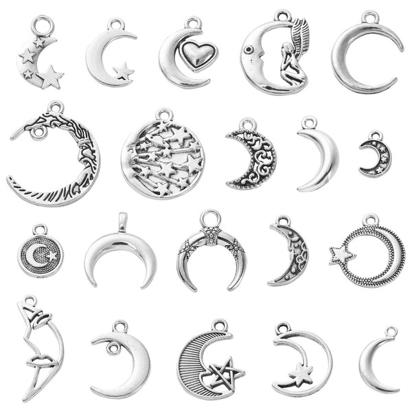 Ipotkitt 100 Pcs 20 Styles Antique Celestial Charms Moon and
