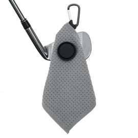 PATIKIL 5.5"x5.5" Magnetic Golf Towel with Wire Cleaning Cloth, Microfiber Waffle Pattern Towels with Magnet and Clip for Golf Carts Clubs Golfing Gear, Grey