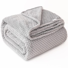 GLS Home Luxury Throw Blanket Double Size Waffle Honey Comb Throw Blanket Super Soft Lightweight Warm Cosy Fleece Throws for Couch Bedspread Travel Sofa Throw Blanket (Grey, Double - 150x200cm)
