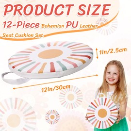 AceOrbit 12 Pcs 12 Inches Floor Cushions for Classroom Boho Round Flexible Seating Pads with Handles Bohemian Floor Pillows for Home Daycare Preschool Playroom Reading Corner Yoga and Meditation