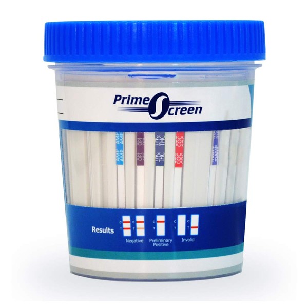 Prime Screen-5 Panel Multi Drug Urine Test Compact Cup (AMP,COC,mAMP/MET,OPI,THC) T-Cup -[10 Pack]-CDOA-254