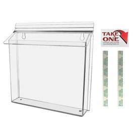 Marketing Holders Outdoor Brochure Holder with Take One Sticker Adhesive Strips Holds 11" x 8.5" Printed Materials Display Graphic Flyers and Menus Caddy Wall Mount Clear Acrylic Organizer