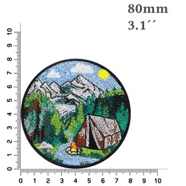 CAMPING Sew-On Alps Sticker Mountain Lovers Weatherproof Iron-On Patch Embroidered Nature Friends Patch Applique for Ironing On Environmental Protection Iron-On Camping Badge Climate Protection 80 x