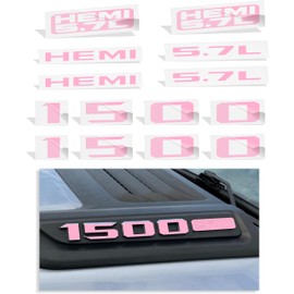 Reflective Concepts 2019-2022 Ram 1500 HEMI 5.7L Sport Performance Hood Emblem Overlay Decal Stickers - (Color: Pink)