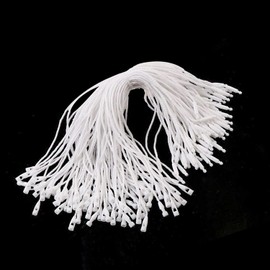Trimming Shop 7 Inch Cotton String Hang Tag With Lock Labels Snap Lock Attachment Secure Tag Fasteners for Price Tags Fashion Apparels, Clothing, White, 100pcs