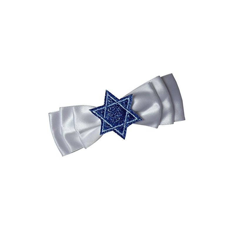 Funny Girl Designs White Satin Hanukkah Glitter Blue Star of