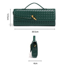 Covelin Women's Handmade Woven Evening Bag Leather Shoulder Clutch Handbag Fashion Crossbody Purse Beige