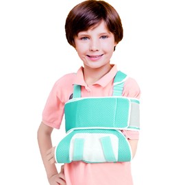 DouHeal Kids Arm Sling, Medical, Breathable, Soft & Comfort, Adjustable, Toddler Children Pediatric Rotator Cuff, Elbow Support for Broken, Fractured Arm & Shoulder Injury, Immobilizer Band (Green)