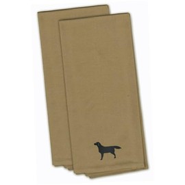 Caroline's Treasures BB3408TNTWE Black Labrador Retriever Tan Embroidered Kitchen Towel (Set of 2), 28" x 19", Multicolor