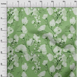 oneOone Polyester Spandex Green Fabric Florals Fabric for Sewing Printed Craft Fabric by The Yard 56 Inch Wide