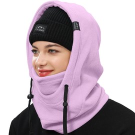 OWNGIGI Balaclava Ski Mask for Men and Women Winter Fleece Face Mask Windproof Cold Weather Head Cover Hooded Neck Warmer Purple